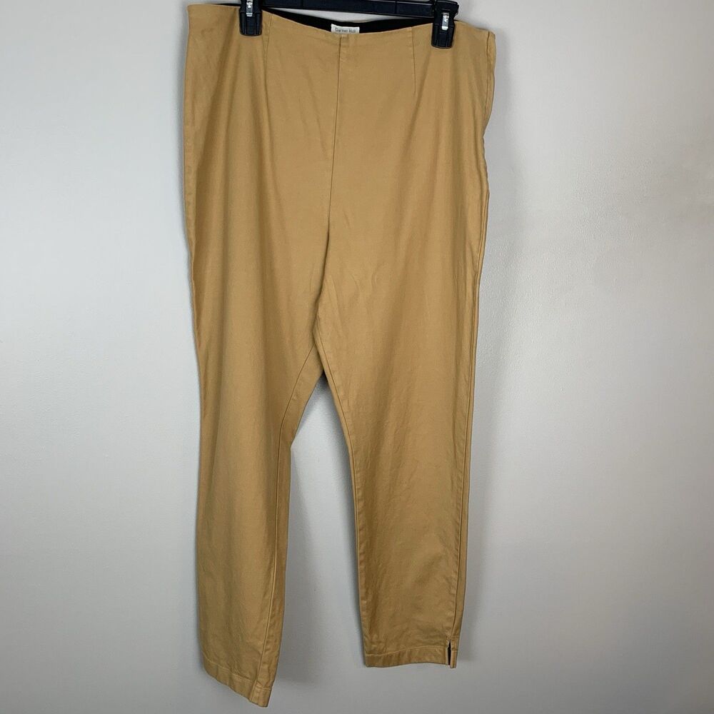 Garnet HIll Comfort Trousers Dark Khaki Pull On Pants SIde Zipper Women’s 12